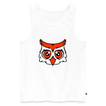 hibou oiseau aigle hibou hibou nuit oiseau effraie des granges chouette bande dessinée - Débardeur bio Premium Homme - blanc - Devant - AI Model Male 178 light (178cm)