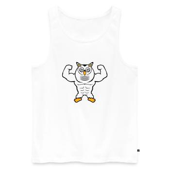 Eule Bodybuilder Muskeln Bizeps Posen Gym Rat Cool - Männer Premium Bio Tank Top - Weiß - Vorne - AI Model Male 178 light (178cm)