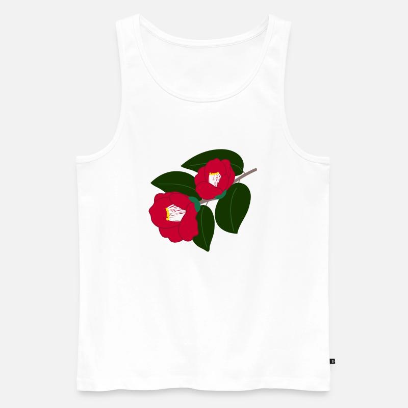 zwei rote Kamelienblüten - Männer Premium Bio Tank Top - Weiß