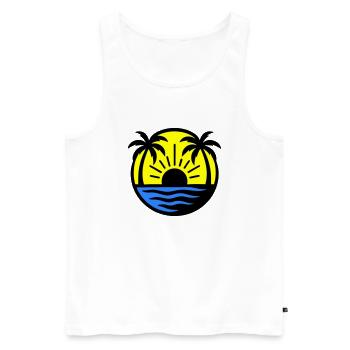 Palm Trees Beach Sunset - Men's Premium Organic Tank Top - white - Front - Michal (187cm)