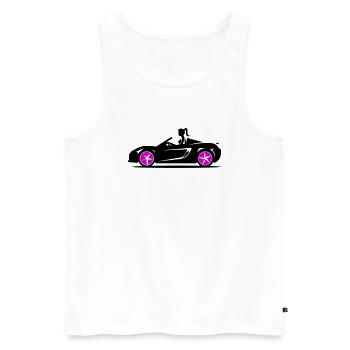 Frau Sportwagen Cabrio Auto - Männer Premium Bio Tank Top - Weiß - Vorne - AI Model Male 178 light (178cm)