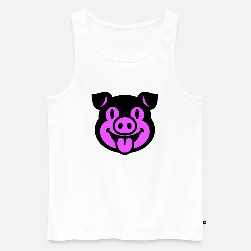Ferkel Schwein Kopf - Männer Premium Bio Tank Top - Weiß