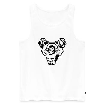 Muscle de musculation de singe - Débardeur bio Premium Homme - blanc - Devant - AI Model Male 178 light (178cm)