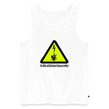 Der Blitz soll dich beim Scheissen treffen! - Männer Premium Bio Tank Top - Weiß - Vorne - AI Model Male 178 light (178cm)