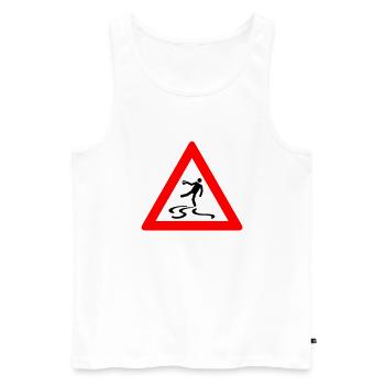 schleudergefahr - Débardeur bio Premium Homme - blanc - Devant - AI Model Male 178 light (178cm)