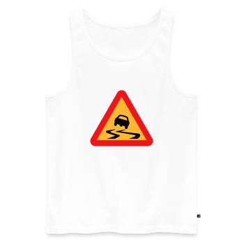 Rutsch-Auto-Warnschild - Männer Premium Bio Tank Top - Weiß - Vorne - AI Model Male 178 light (178cm)