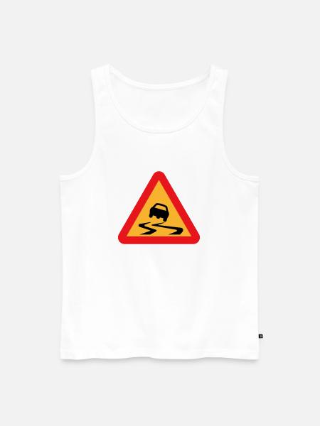 Rutsch-Auto-Warnschild - Männer Premium Bio Tank Top - Weiß