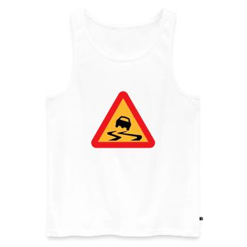 Rutschige Straße Auto Warnung - Männer Premium Bio Tank Top - Weiß - Vorne - AI Model Male 178 light (178cm)
