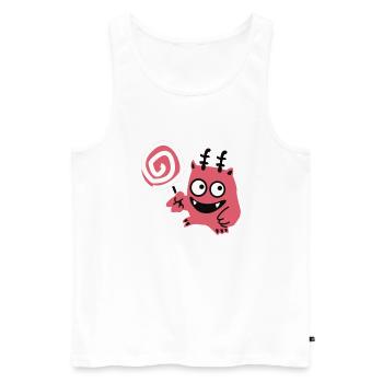 Lolli-Monster - Männer Premium Bio Tank Top - Weiß - Vorne - AI Model Male 178 light (178cm)