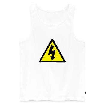 Attention électricité - Débardeur bio Premium Homme - blanc - Devant - AI Model Male 178 light (178cm)