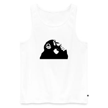 nachdenklicher Schimpanse - Männer Premium Bio Tank Top - Weiß - Vorne - AI Model Male 178 light (178cm)
