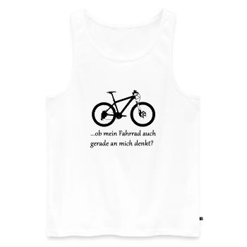 ...ob mein Bike auch gerade an mich denkt? - Männer Premium Bio Tank Top - Weiß - Vorne - Michal (187cm)