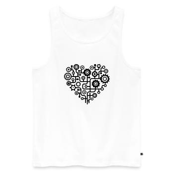 Love heart minimalist pattern t-shirt - Men's Premium Organic Tank Top - white - Front - AI Model Male 178 light (178cm)