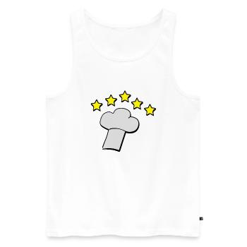 kochhaube_3_farbig_new_style2_mit_schatt - Männer Premium Bio Tank Top - Weiß - Vorne - Michal (187cm)