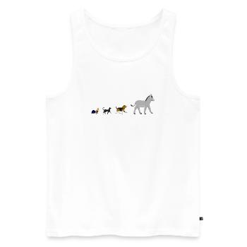 Chien, chat, coq, âne - Débardeur bio Premium Homme - blanc - Devant - Michal (187cm)