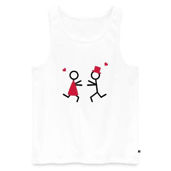 Partnershirt Pärchen rennt aufeinander zu - Männer Premium Bio Tank Top - Weiß - Vorne - AI Model Male 178 light (178cm)