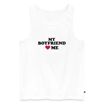 My boyfriend loves me - Débardeur bio Premium Homme - blanc - Devant - AI Model Male 178 light (178cm)