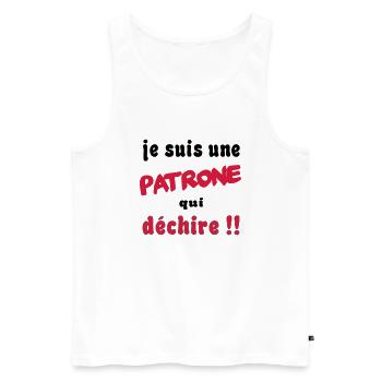 Je suis une patrone qui déchire - Débardeur bio Premium Homme - blanc - Devant - Michal (187cm)