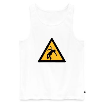électricien coup de foudre panneaux danger - Débardeur bio Premium Homme - blanc - Devant - AI Model Male 178 light (178cm)