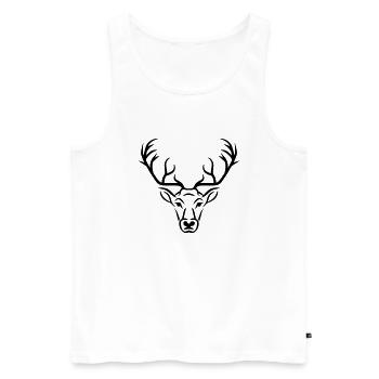 Hirsch - Männer Premium Bio Tank Top - Weiß - Vorne - Michal (187cm)