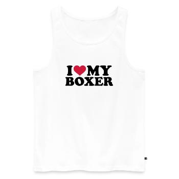 I love my Boxer - Débardeur bio Premium Homme - blanc - Devant - Michal (187cm)