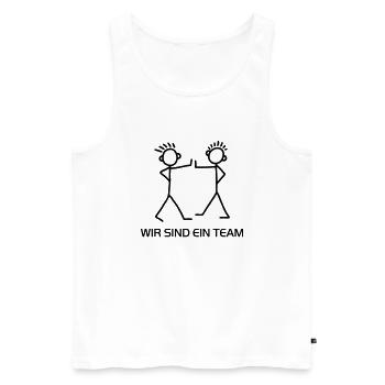 Strichmännchen - Wir sind ein Team - Männer Premium Bio Tank Top - Weiß - Vorne - Michal (187cm)