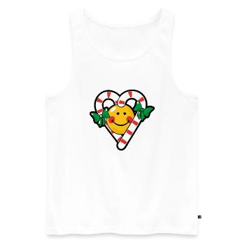 Smiley Christmas Candy Love - Men's Premium Organic Tank Top - white - Front - AI Model Male 178 light (178cm)