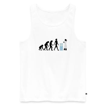 evolution_der_frau_apothekerin_09_201603 - Männer Premium Bio Tank Top - Weiß - Vorne - Michal (187cm)
