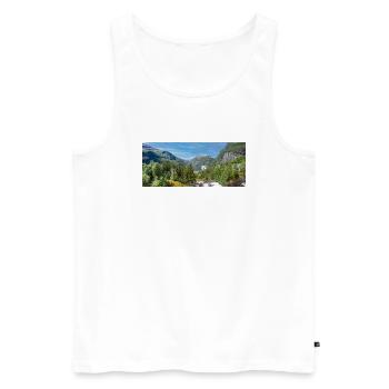 Geiranger panorama Storseterfossen Norwegen - Männer Premium Bio Tank Top - Weiß - Vorne - AI Model Male 178 light (178cm)