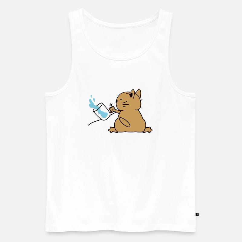Katze mit Wasserglas - Männer Premium Bio Tank Top - Weiß