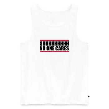 shhh no one cares - Männer Premium Bio Tank Top - Weiß - Vorne - AI Model Male 178 light (178cm)
