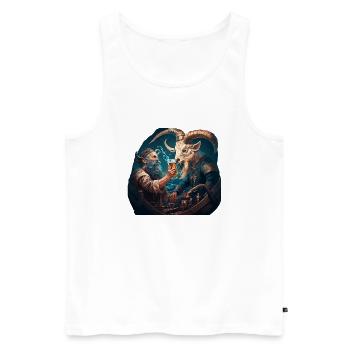 Sailor vs. goat, the battle for beer - Men's Premium Organic Tank Top - white - Front - Michal (187cm)