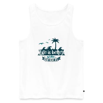 Das Leben ist am Strand schöner - Männer Premium Bio Tank Top - Weiß - Vorne - Michal (187cm)