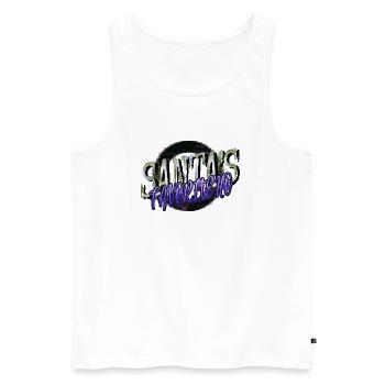 Bodybuilder Present Dinosaur Moon Dinosaurs Comic - Men's Premium Organic Tank Top - white - Front - Michal (187cm)