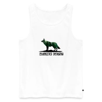 Wolf – Wilder Geist - Männer Premium Bio Tank Top - Weiß - Vorne - Michal (187cm)