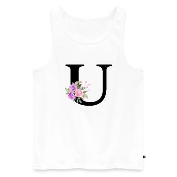 Lila Blumenbuchstabe u - Männer Premium Bio Tank Top - Weiß - Vorne - AI Model Male 178 light (178cm)