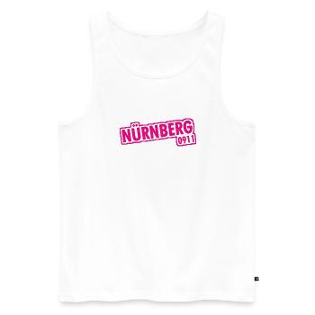 Nürnberg - 0911 - Vorwahl - Bayern - Männer Premium Bio Tank Top - Weiß - Vorne - Michal (187cm)