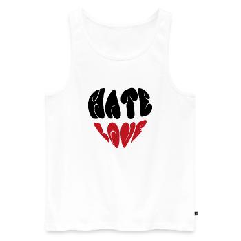 HATE LOVE - Men's Premium Organic Tank Top - white - Front - AI Model Male 178 light (178cm)