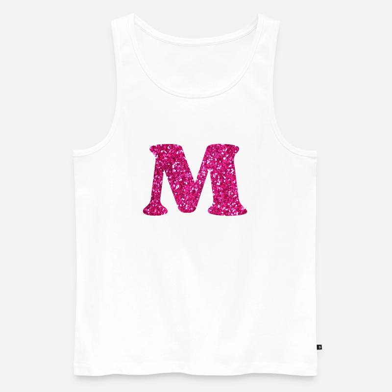 Buchstabe M Rosa Glitzer - Männer Premium Bio Tank Top - Weiß