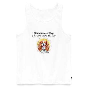 Cavalier King rayon de soleil - Débardeur bio Premium Homme - blanc - Devant - Michal (187cm)