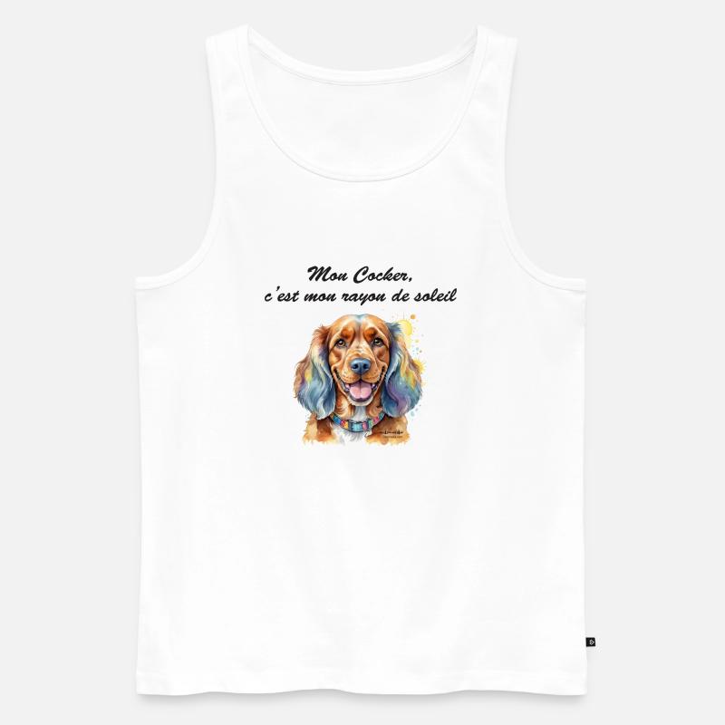 Cocker rayon de soleil - Débardeur bio Premium Homme - blanc