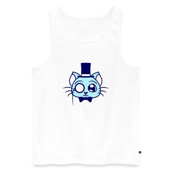 Sir Cat Gentleman Chapeau haut de forme Monocle Rich Gentleman - Débardeur bio Premium Homme - blanc - Devant - AI Model Male 178 light (178cm)