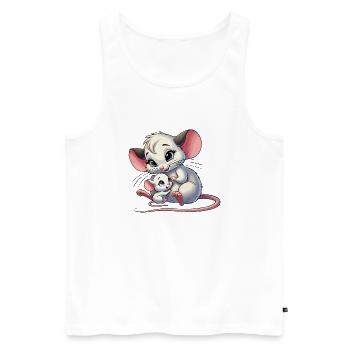 Mouse mother with child - Men's Premium Organic Tank Top - white - Front - AI Model Male 178 light (178cm)