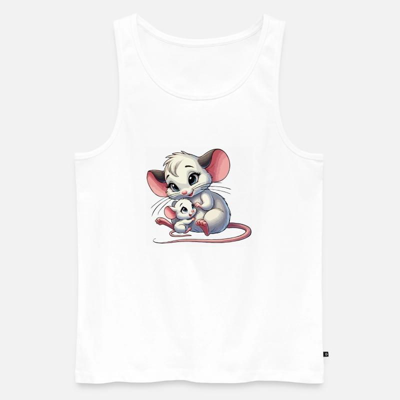 Mausmutter mit Kind - Männer Premium Bio Tank Top - Weiß