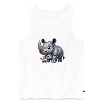 Rhinoceros mother with child - Men's Premium Organic Tank Top - white - Front - AI Model Male 178 light (178cm)