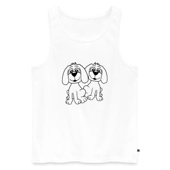 2 chiens équipe assis deux amis équipage heureux - Débardeur bio Premium Homme - blanc - Devant - AI Model Male 178 light (178cm)