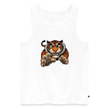 Tiger attacks - Men's Premium Organic Tank Top - white - Front - AI Model Male 178 light (178cm)