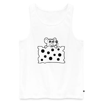 La souris mange d’énormes trous faim de fromage manger délicieux - Débardeur bio Premium Homme - blanc - Devant - Michal (187cm)