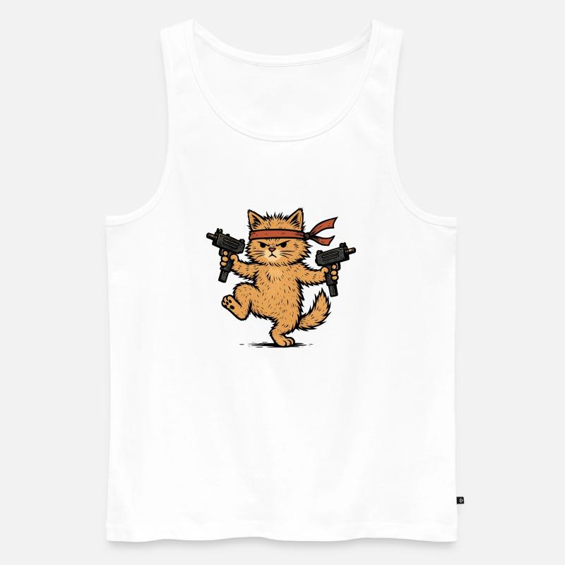 Angry Cat - Männer Premium Bio Tank Top - Weiß