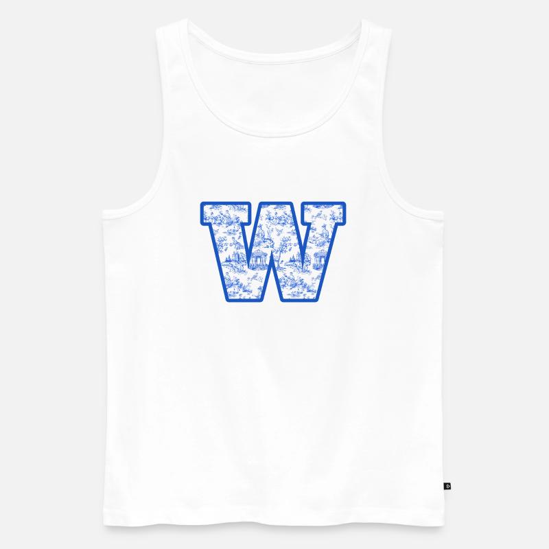 Buchstabe mit blauer Chinoiserie - Männer Premium Bio Tank Top - Weiß